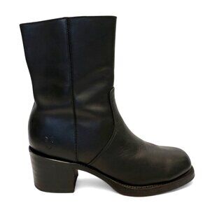 FRYE Campus Short Boot Black Leather Western Cowgirl Moto